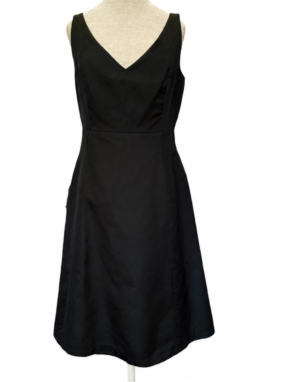 J. Crew Black Cotton Sateen Fit & Flare Cocktail Dress Deep V-Back Lined 12